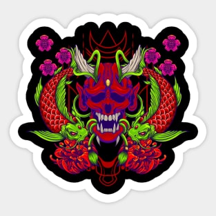 Oni Skull and Koi Fish 1.0 Sticker